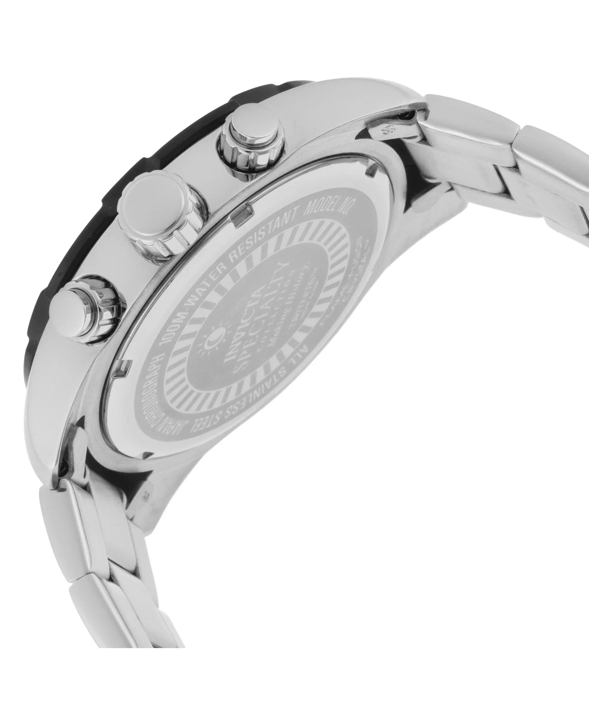 Men's 21471 Watch Stainless Bezel Specialty Dial Silver-Tone Black Steel Chrono