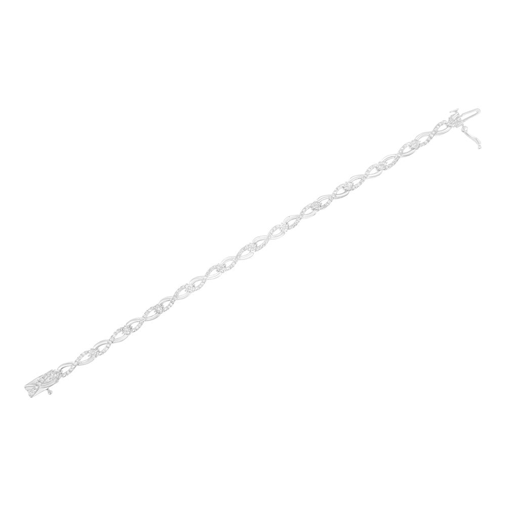 Prong .925 I2-I3 Link Diamond Sterling 1.0 - 7.25" Clarity) Cttw Color, Infinity Set wristband (I-J Silver