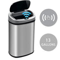 Gallon Mute with Automatic Can Touch-Free for Garbage Designed Waste NiamVelo with Kitchen Motion Stainless Anti-Fingerprint Silver Sensor, Can Home, Lid, & Bin Office Steel Trash 13