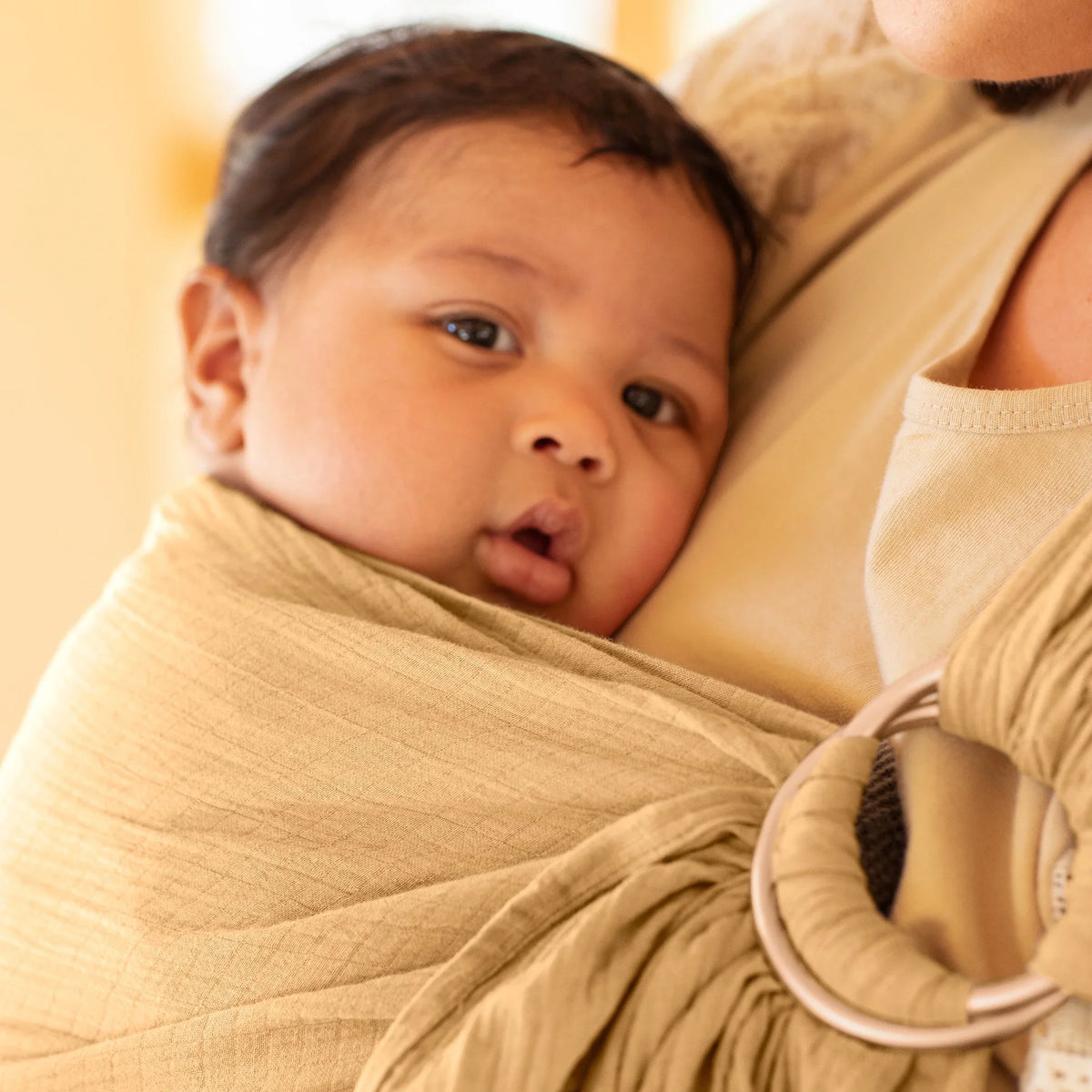 Moby Ring Saffron Wrap Carrier in Baby Sling