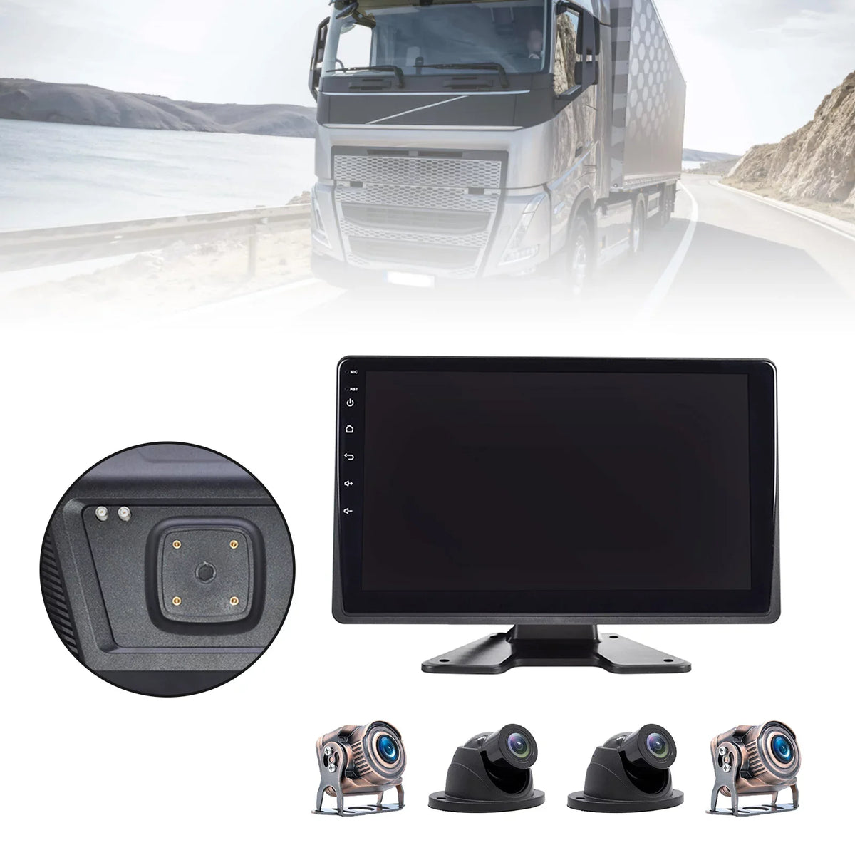 Bus for Driving Touch 10.1"Monitor Video RV Camera Screen Truck GPS Recorder DVR