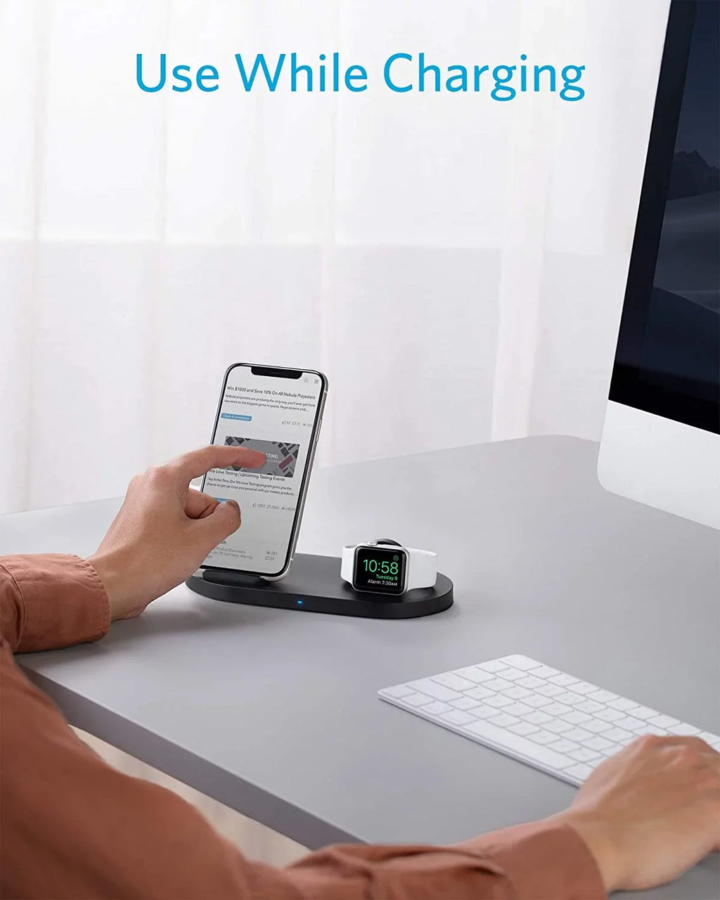 11, Charging iPhone 11 2-in-1 Included) Station Stand with (Watch Anker Not Wireless QC for Charger, Pro Watch Charging SE SE/6/5/4/3/2/1, with Cable 2020, Charging Holder PowerWave Watch Sense