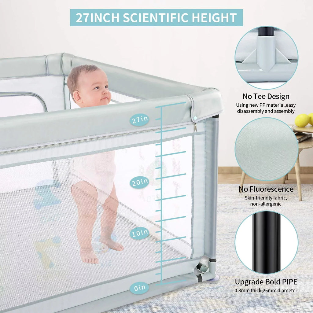 Pull with Two Playpen Nordmiex Baby Yard Rings, 59*70*27 Baby Safety for Play inch