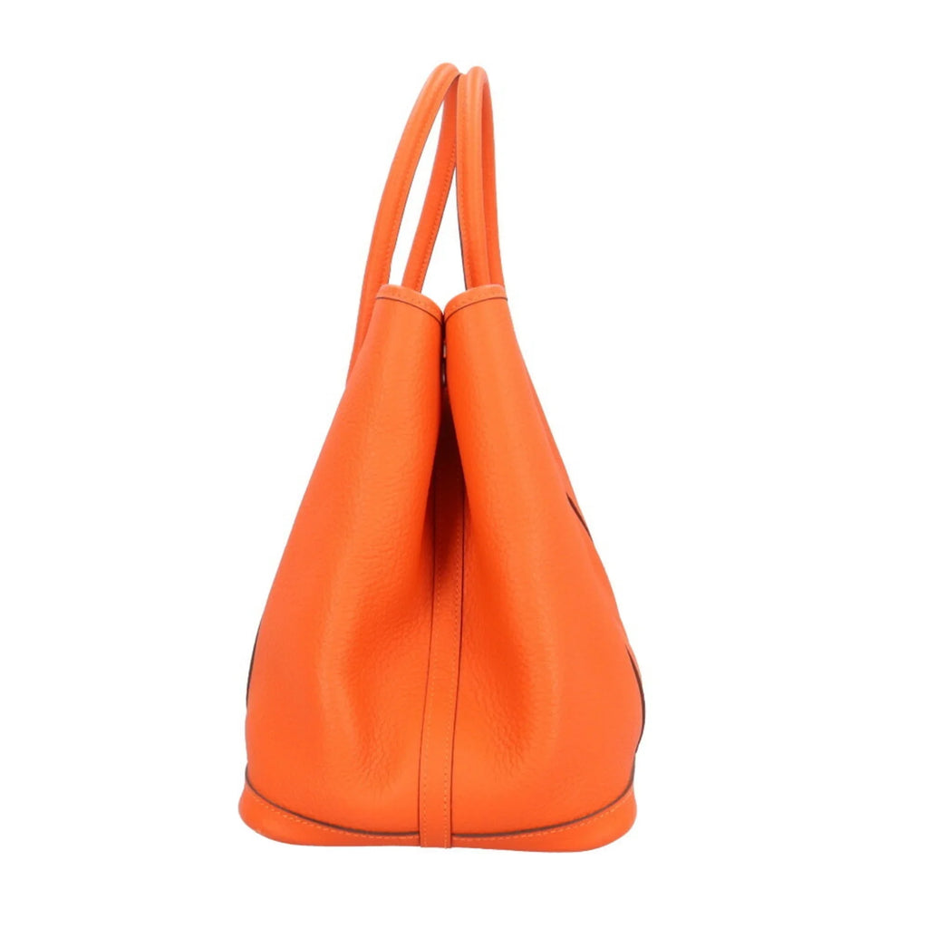 PM Hermes Bag Ladies HERMES Leather Garden Tote (Good) Orange Pre-Owned
