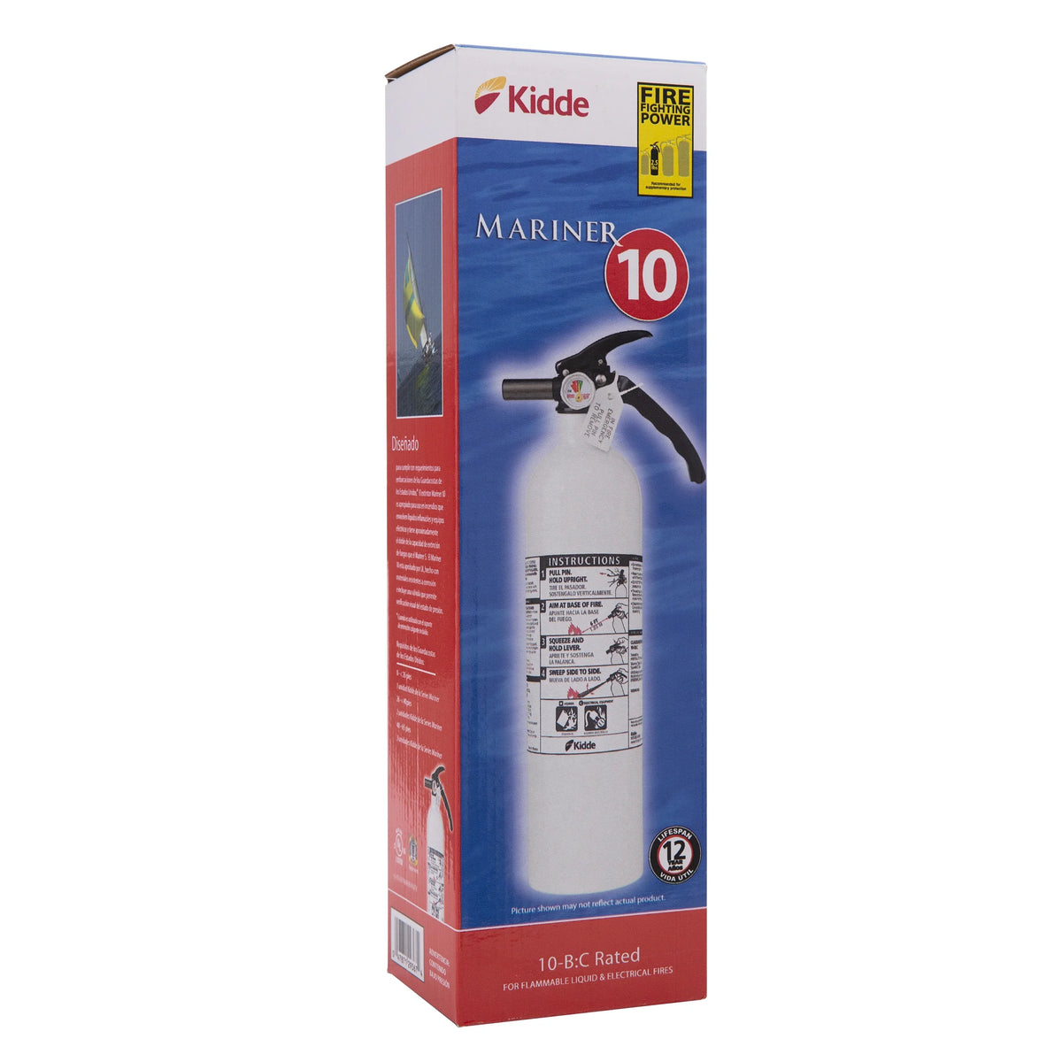 UL Rated Extinguisher, Model Fire Kidde Not Marine Rechargeable 10-B:C, KD82W-10BC,