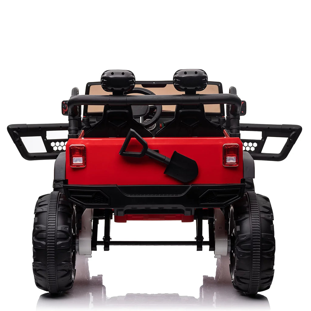 Suspension, Truck Seat, Control, Light Music, Wide 4 Brake, Remote Powerful Extra Ride Electric Seater Vehicle 4WD/2WD with LED 20" 24V Switchable Kids Kids (Red) Soft 2 Engines, Car with On