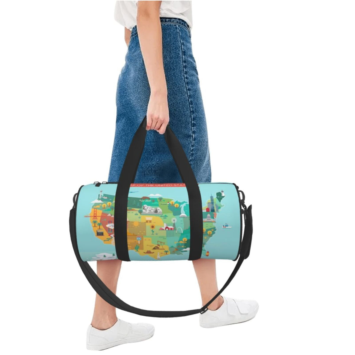 Travel Map USA Coaee Tourist Sports Luggage Pocket Compartment Bag Capacity Bag Bag with Large Gym and Waterproof Cylinder