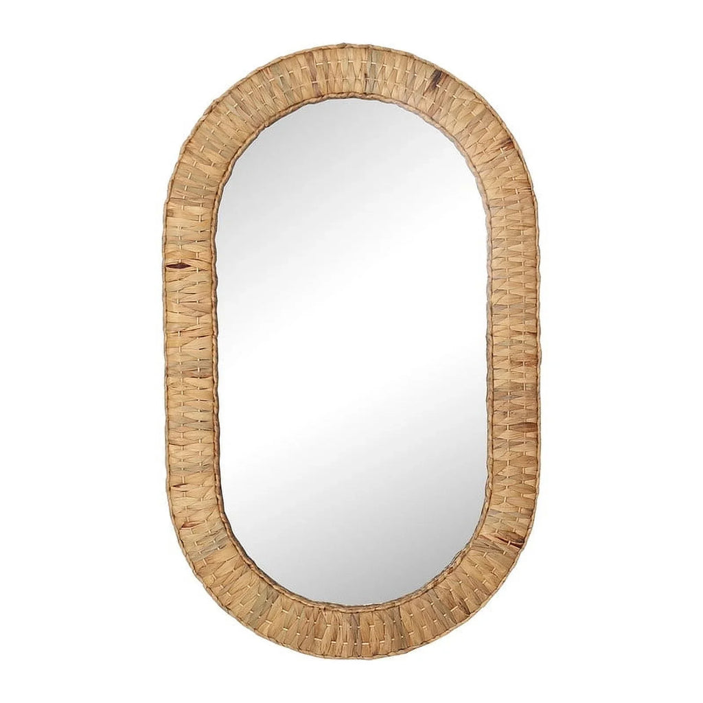 Mirror Oasis Boho Woven Oval Grass Rattan Wall
