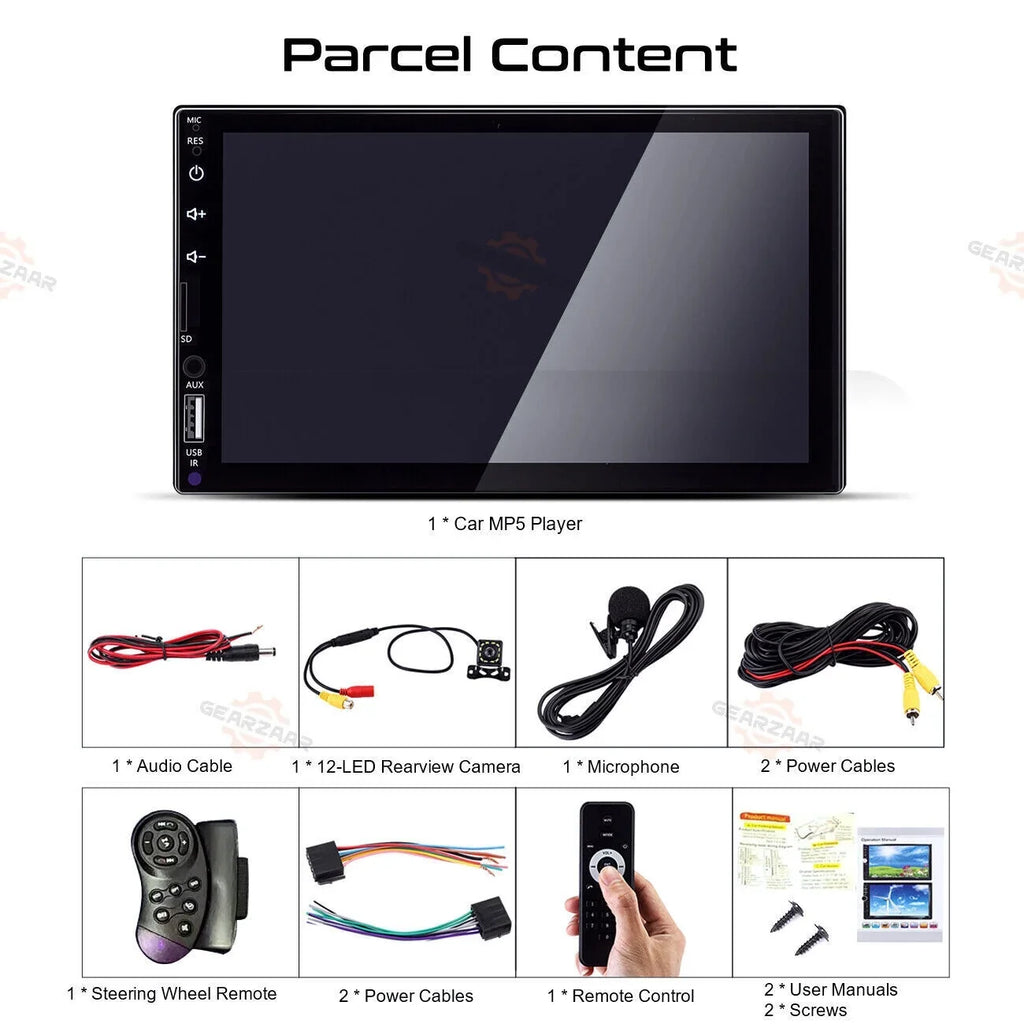 Android/ Touch Player Radio Double Screen 7" Carplay Car 2Din Camera 12LED + Stereo