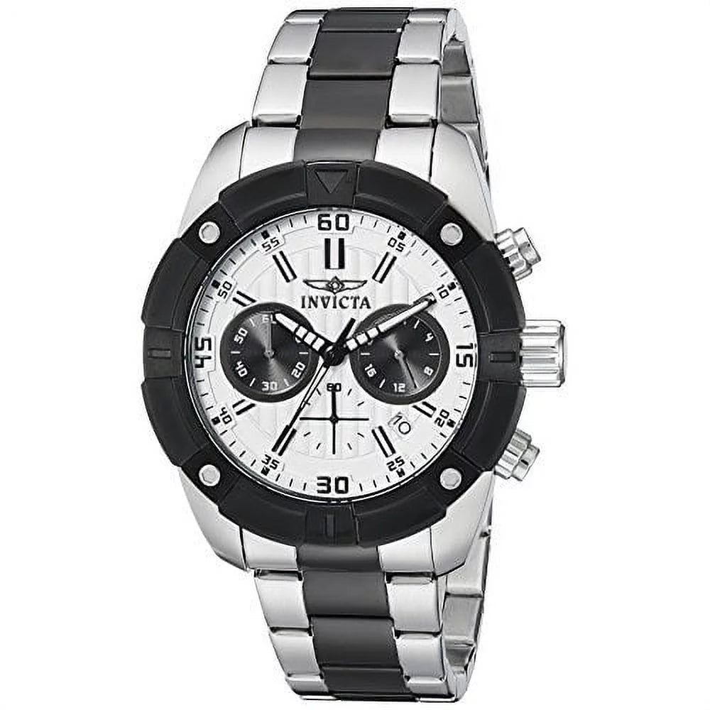 Men's 21471 Watch Stainless Bezel Specialty Dial Silver-Tone Black Steel Chrono