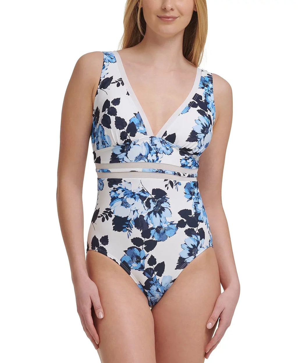 Hilfiger Tommy Mesh-Inset Swimsuit, MONTAUK FLORAL Floral-Print 14 US One-Piece
