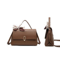 bag Scarf Brown Leather women handbags crossbody hand Flap Women's bags square PU Silk Shoulder Handle Bag bags ladies
