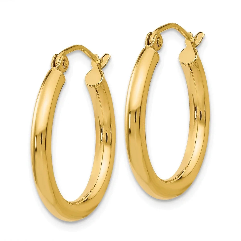 Teens; for Men Earrings; Adults and Tube 2.5mm Yellow Women Polished 14kt Gold for Real and Hoop
