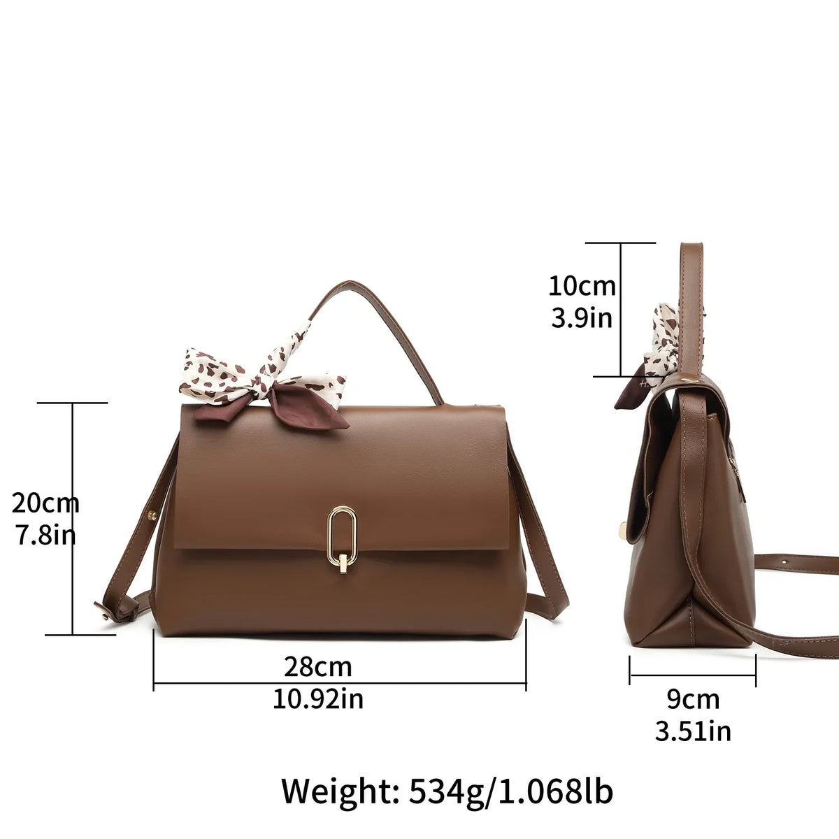 bag Scarf Brown Leather women handbags crossbody hand Flap Women's bags square PU Silk Shoulder Handle Bag bags ladies