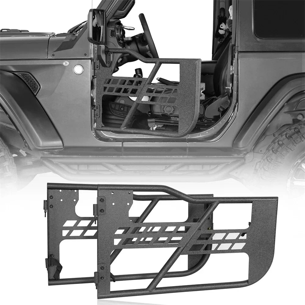 Tubular Steel Door Wrangler Road Fit 2-Door Jeep 2018-2023 Half JL Black Frame Guards Hooke