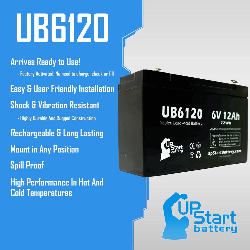 Pack 4x Includes AGM, (6V, 12Ah, Replacement Tripp-Lite - Compatible UB6120 8 to Terminal Battery - Adapters 850 Lead SLA) Universal F1 F2 - Terminal, Battery Sealed Acid F1 12000mAh,