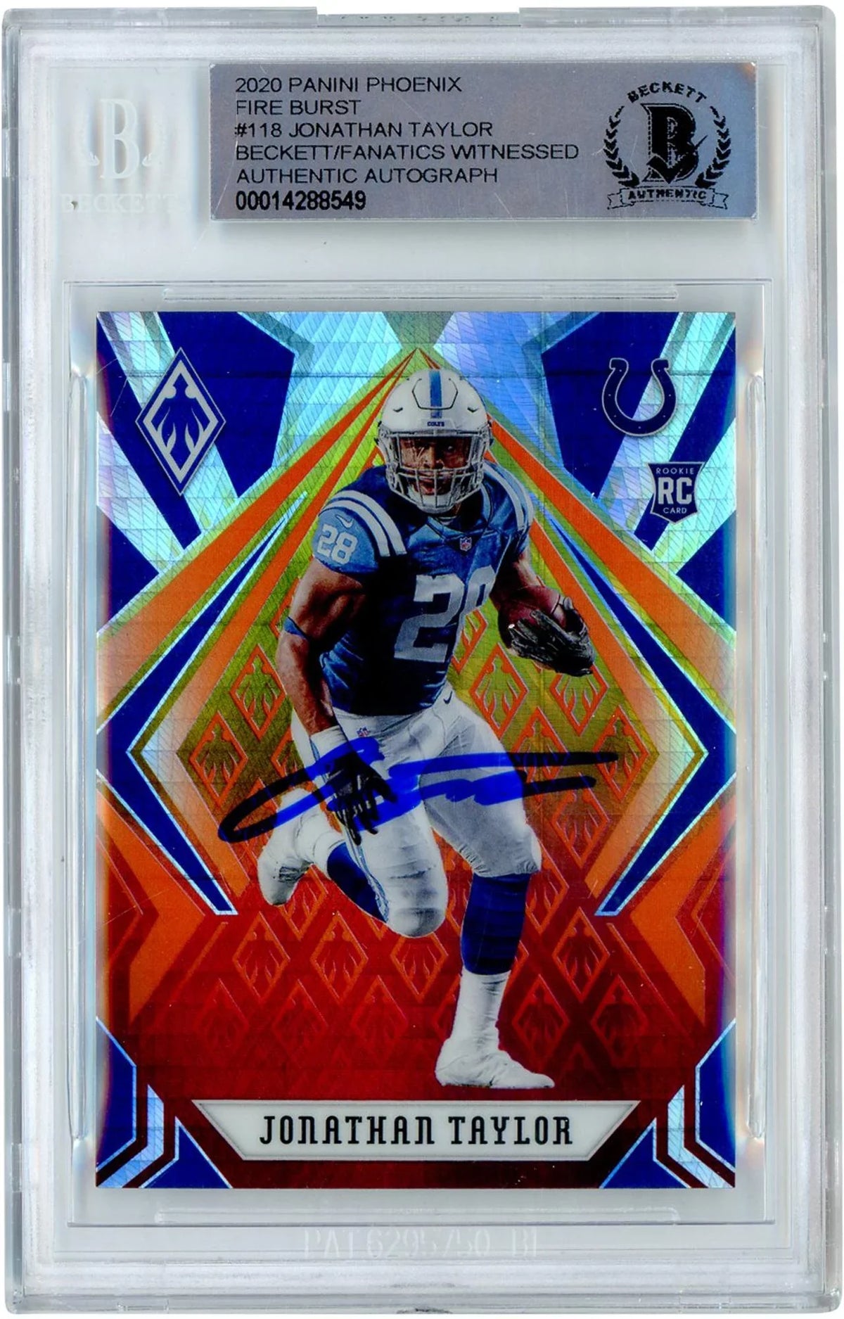 Card Jonathan Witnessed - Fanatics Indianapolis Autographed Authentic Certified Panini Authenticated 2020 Fanatics Phoenix Rookie Colts #118 Beckett Taylor