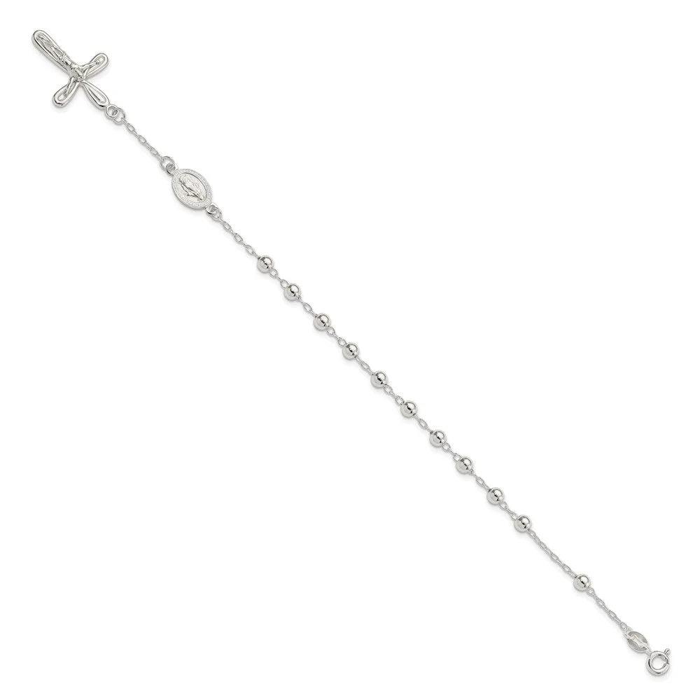 Fine Rosary Women Single Auriga 7.5inch Jewelry 925 Sterling Beaded wristband Silver Decade for