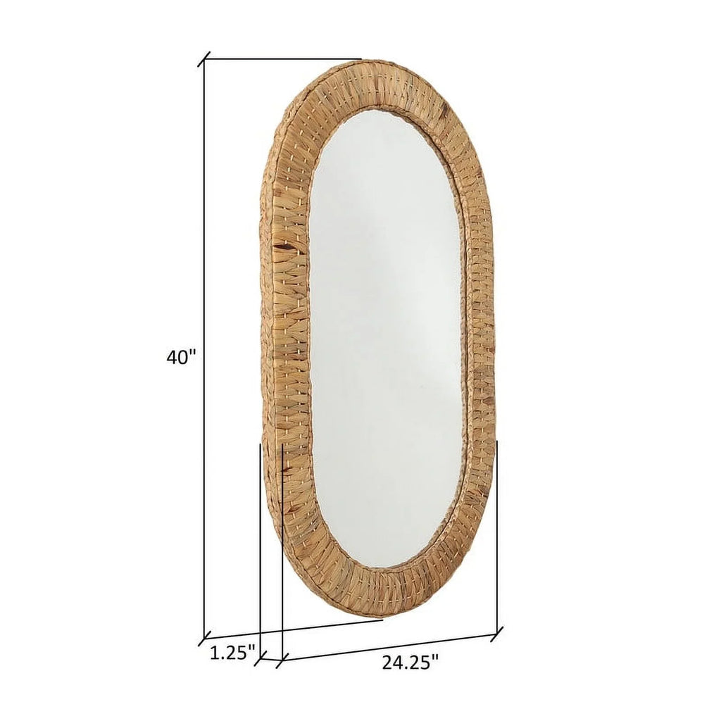 Mirror Oasis Boho Woven Oval Grass Rattan Wall