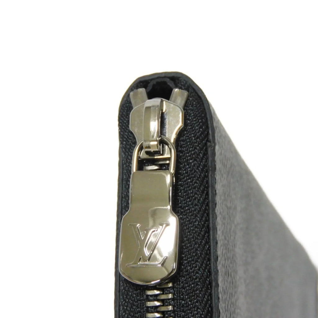 Pre-Owned Vertical Noir Eclipse Men's Zipper Zippy Billfold Wallet Long Monogram Round LV (Good) Logo M62295