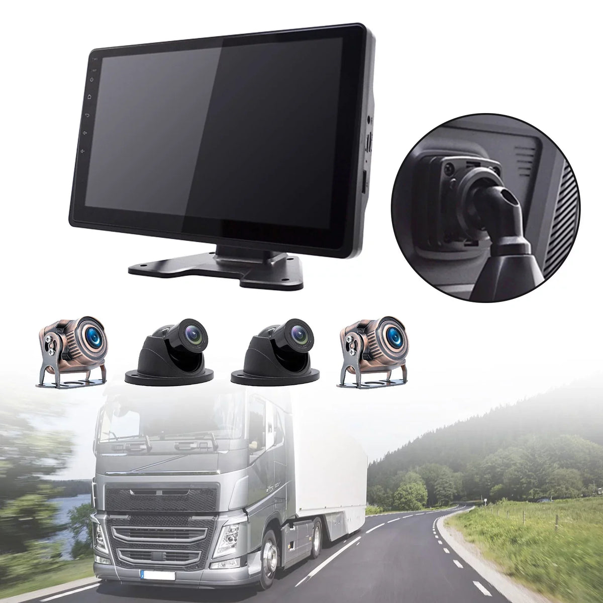 Bus for Driving Touch 10.1"Monitor Video RV Camera Screen Truck GPS Recorder DVR