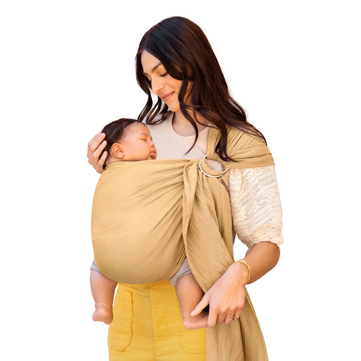 Moby Ring Saffron Wrap Carrier in Baby Sling