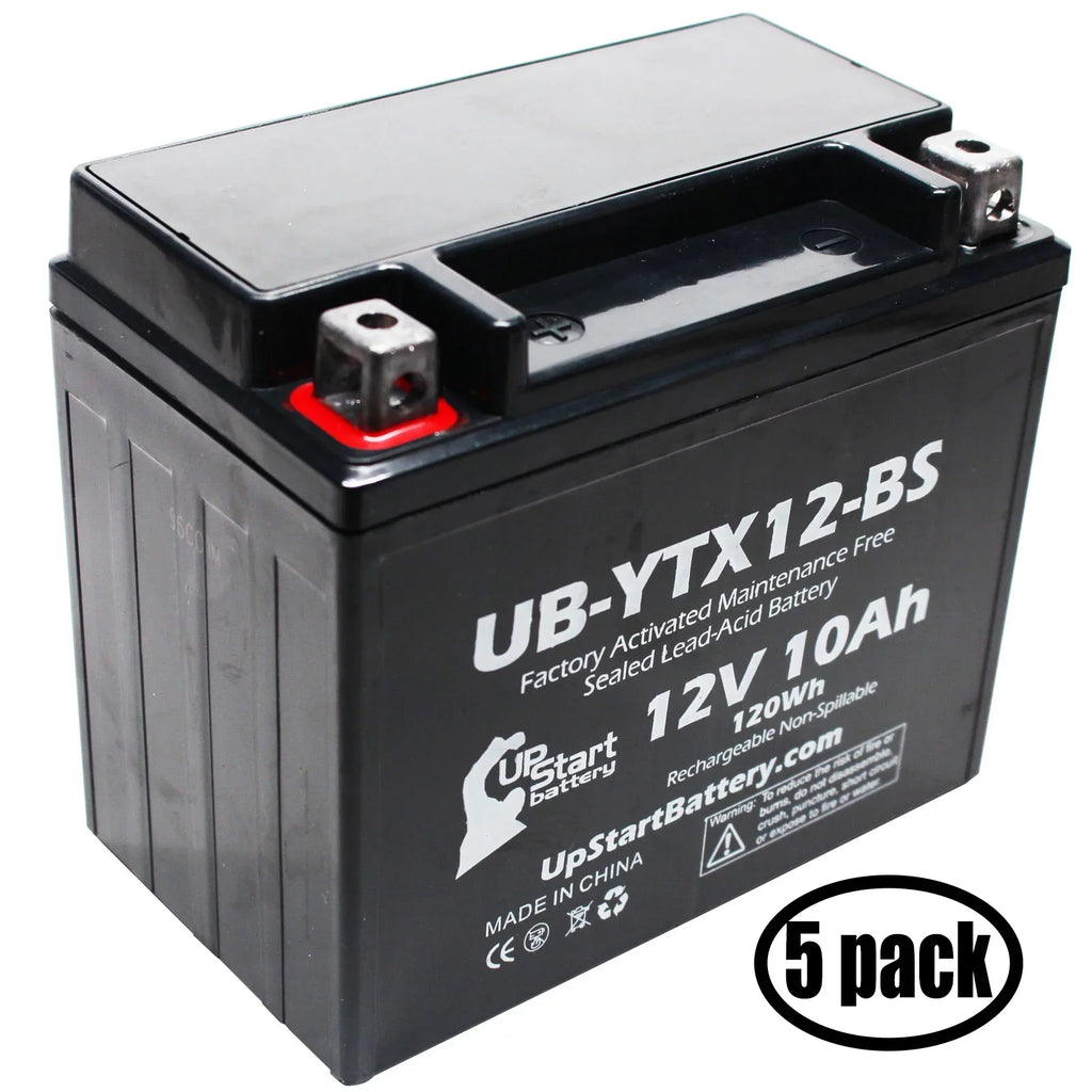 Activated, UpStart GSX-R1000 12V, CC 1000 Factory Motorcycle 2001 - 5-Pack Battery Battery 10Ah, UB-YTX12-BS Replacement Suzuki for Maintenance Free,