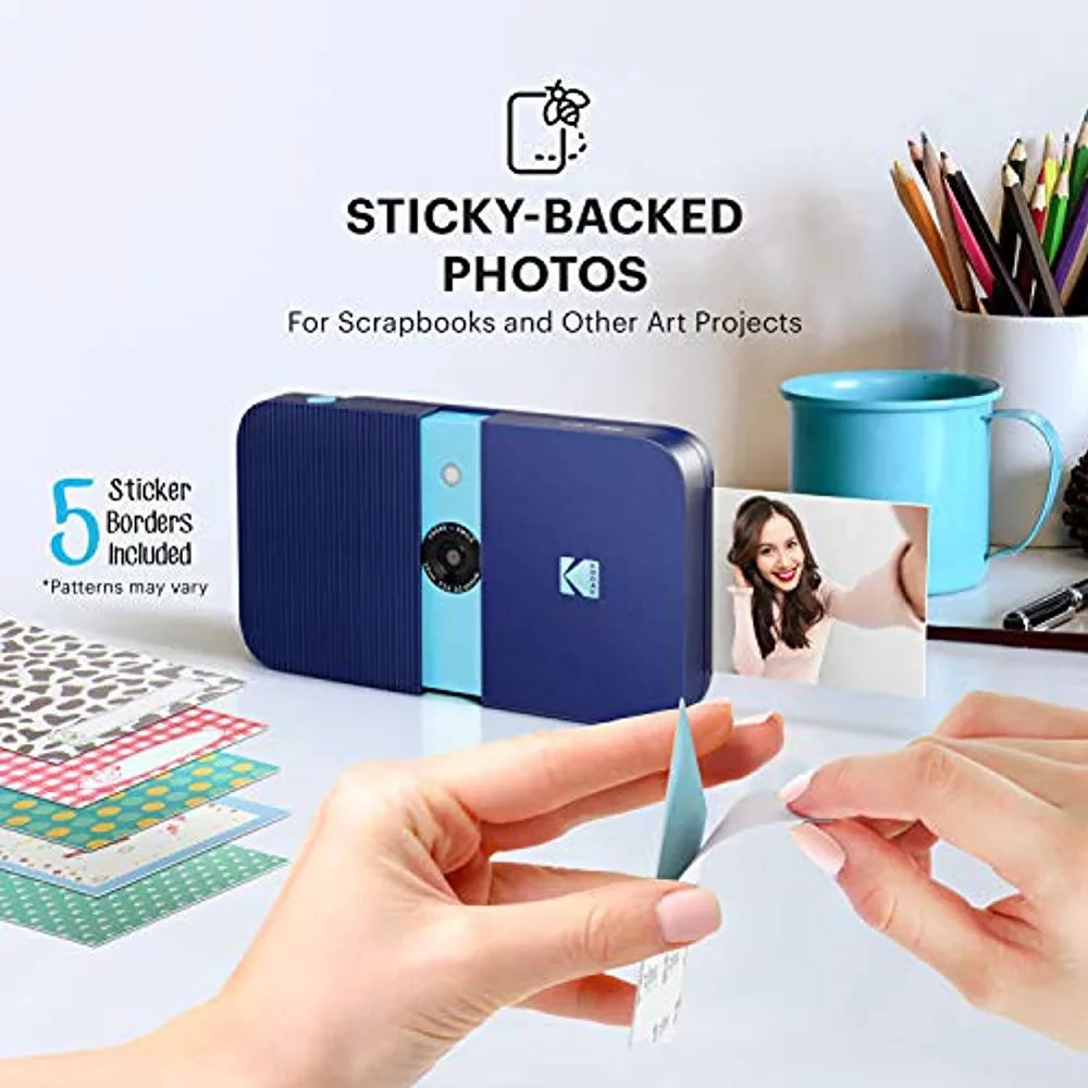 Photo Smile Instant with Bundle Print Case Soft Camera Digital KODAK Frames (White/Yellow)