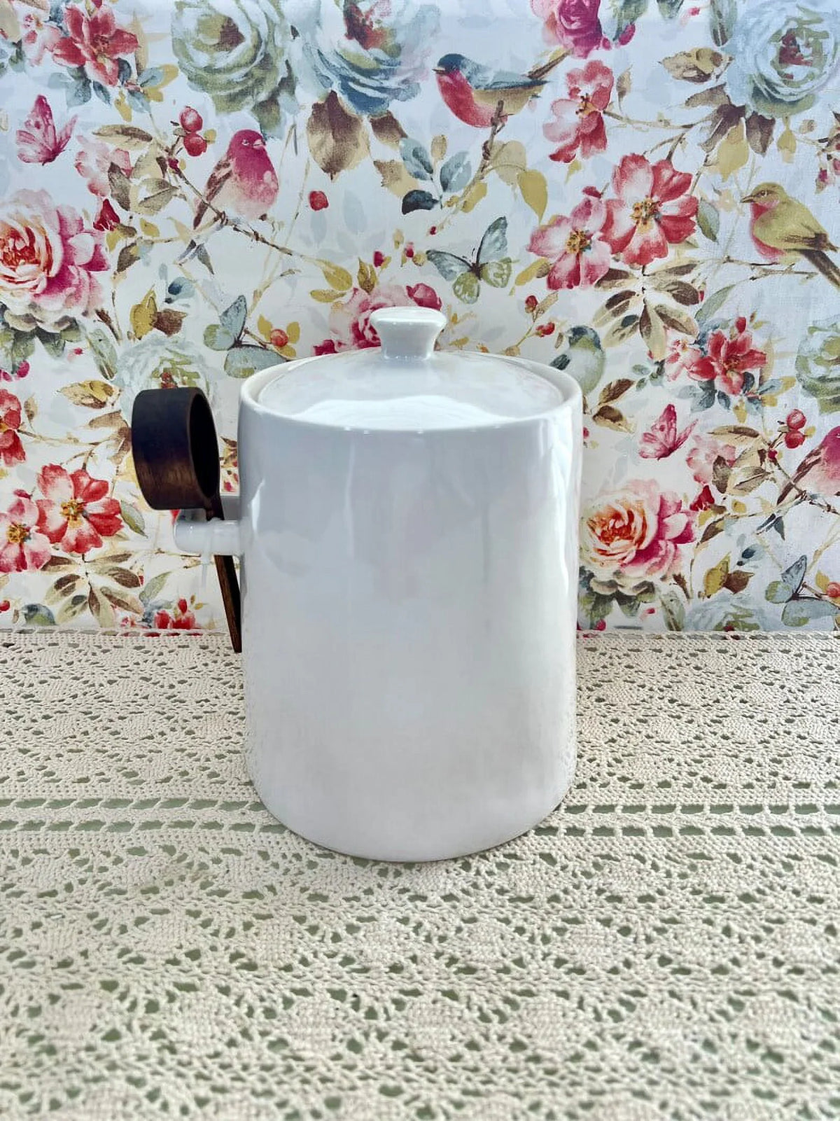 Black Wooden Canister Ceramic Dunn Rae Kitchen Large Shaped Flour Letters New Bell Ivory with LL Scoop
