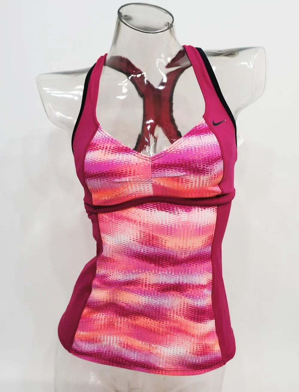 Gleam Small Top Women Sporty Hot Ikat Tankini Swimwear Pink Racerback