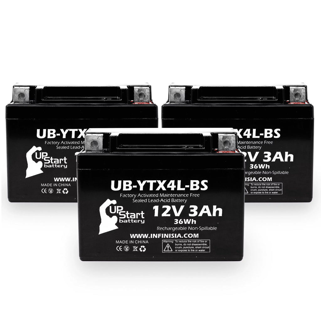 DS90, UpStart 90CC - 12V, 3-Pack Activated, 3Ah, Battery Free, ATV 2002 Factory Bombardier UB-YTX4L-BS Battery Replacement DS90F, Maintenance (Can-Am) for Quest