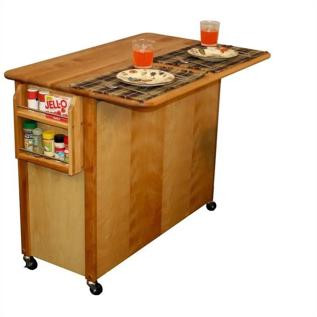 in Kitchen Butcher Pemberly Block Island Drop Leaf 44" Wood Row Brown