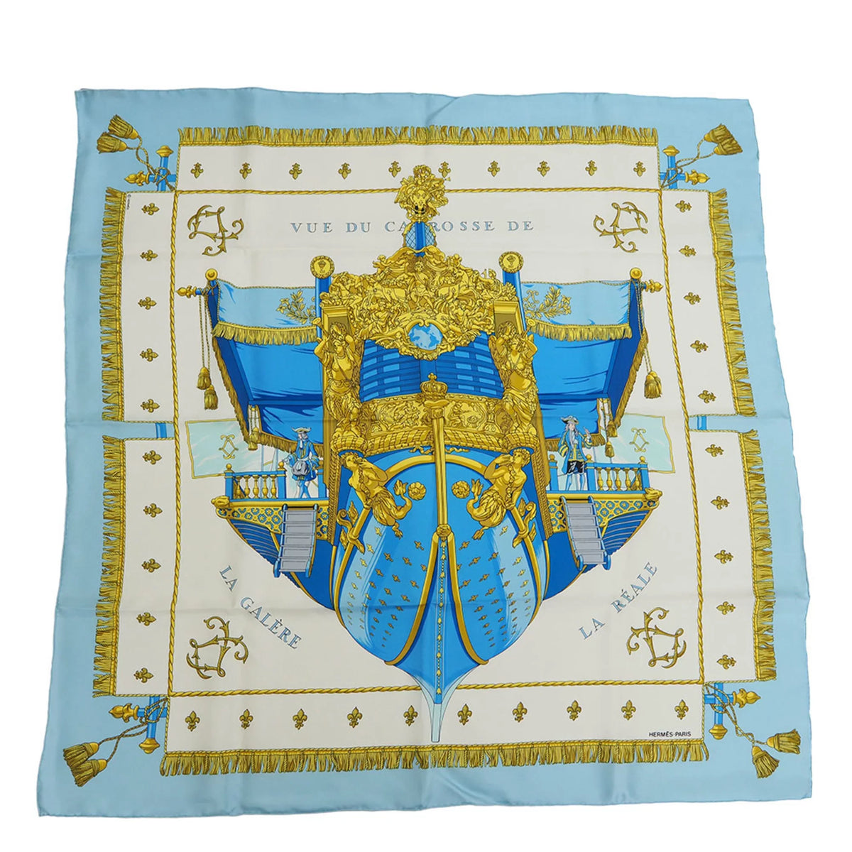 (Like Light Scarf New) Blue Silk Hermes Pre-Owned