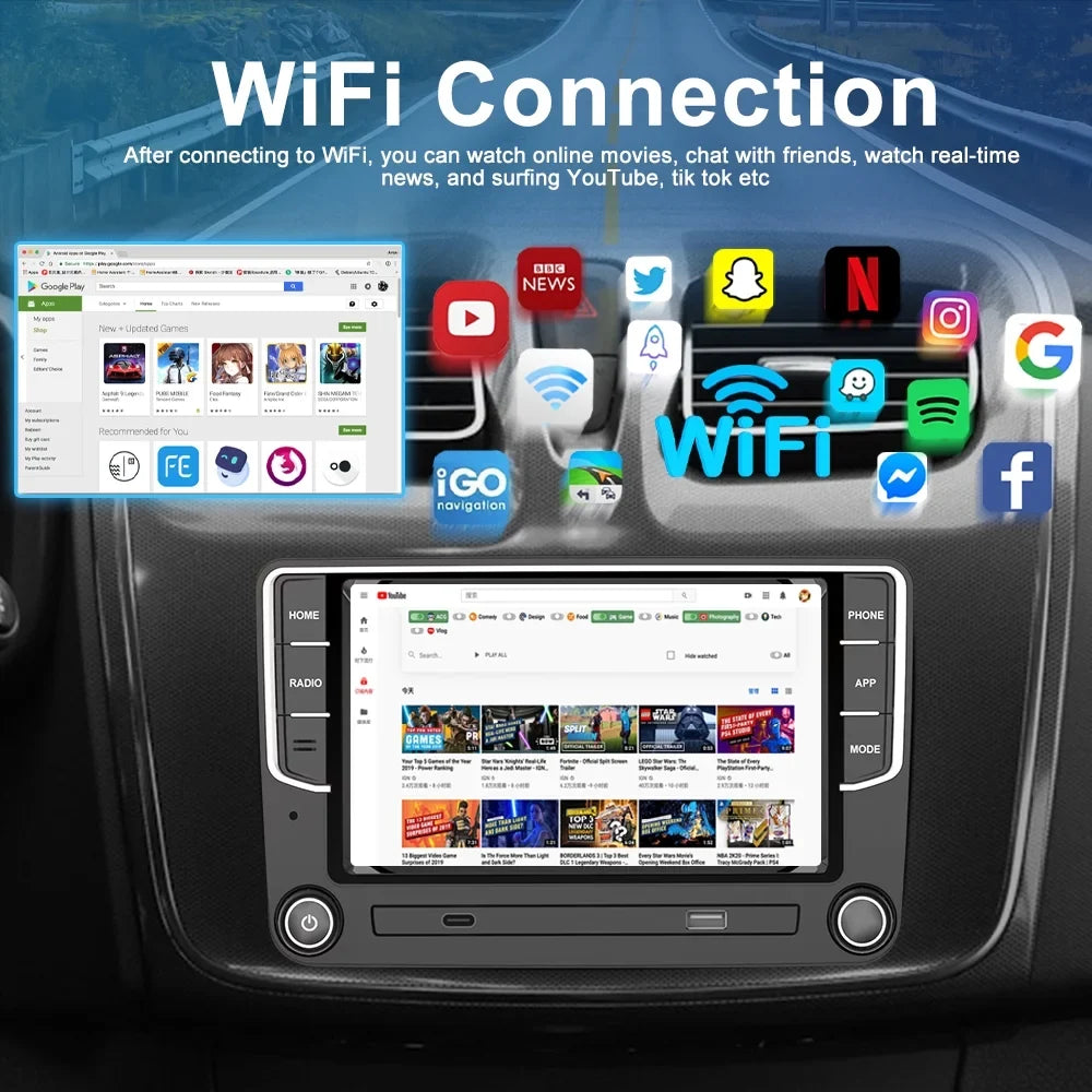 CC Car Player 7" Golf Navigation 4+64GB Touch Volkswagen Jetta Passat Screen GPS Stereo Carplay Amarok VW Polo Bluetooth For Radio