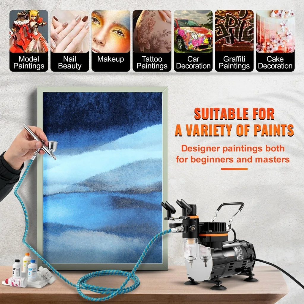 Kit System Nail with BENTISM Gravity Cookie Compressor, Art Airbrush Multi-purpose with Professional Feed Airbrushing Airbrush Tatto Dual-action Kit, Set Airbrushes,