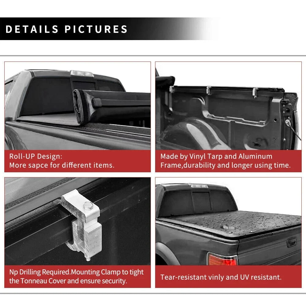 Tonneau Cover Roll Bed 5.7 Dodge Ledkingdomus Ram for Truck Rambox ft Soft 1500 up 2009-2023 Without Bed