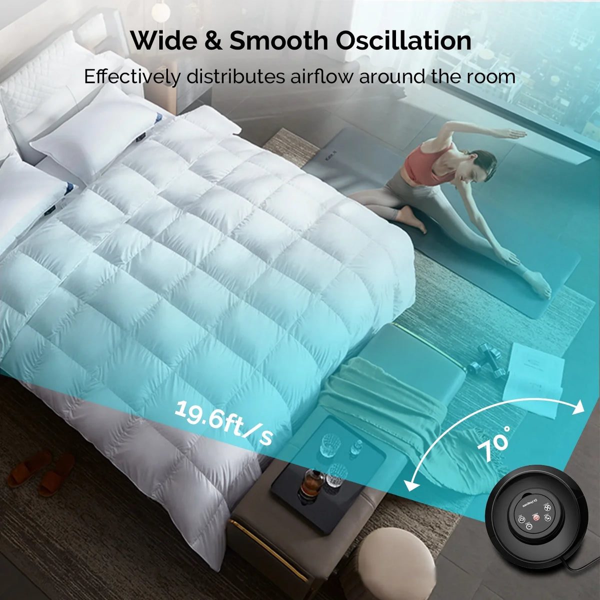 Fans Oscillation Prepare Floor Speeds/7.5h w/Remote/3 for Tower 30’’ Home/Office Dr. Fan，Portable Stand Timer