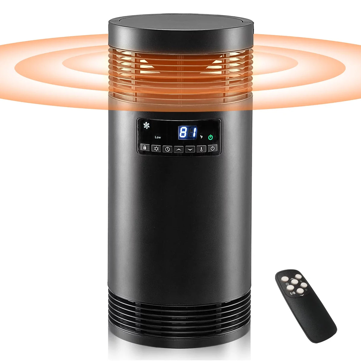 Office Indoor Safety Surround Ceramic 360° Heater Portable Protection Electric Heater PTC 1500W Space Only with Use, Thermostat, Desk Office Mode, for for Fan Heater with