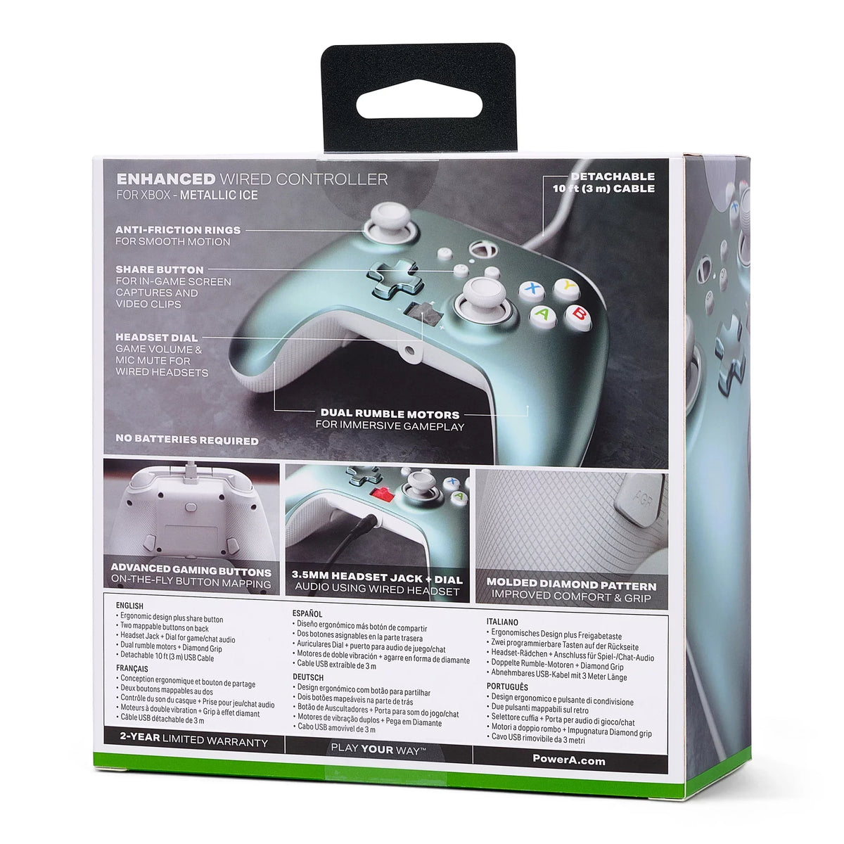 Controller Enhanced PowerA Wired for Xbox Metallic Series Ice X|S -