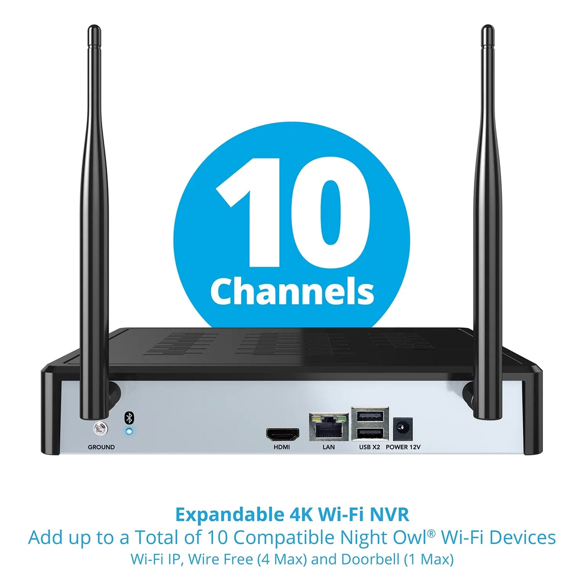 1TB 10 (Battery) Wi-Fi Channel Cameras Owl Spotlight 1080p NVR Free Hard 3 Night Drive HD 4K with and Wire