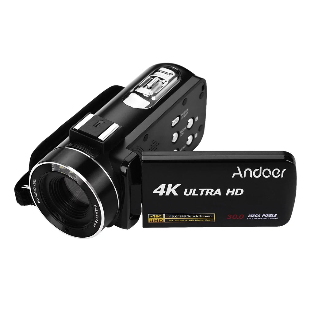 Shoe Andoer Camcorder -Shaking Digital CMOS DV IPS 3.0 Handheld for Sensor Burst Function Inch Mounting Video Hot Microphone with Professional 4K