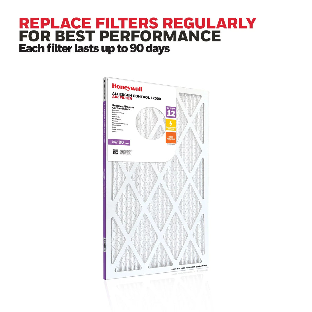 HVAC Furnace 12 MERV Pleated Filter- Air 20x25x1 12 Honeywell Pack