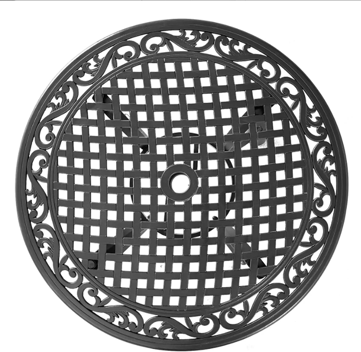 Hole,Round Dining Cast Patio Patio Table Aluminum Table, Outdoor 35.5 for Bistro with Porch Inch Table 1.97" Umbrella Patio, Dining Garden,