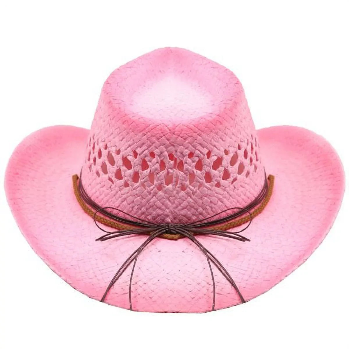 size COWBOY WOMEN WESTERN Cowgirl Turquoise Adult w/ PINK Straw Stain Blue Tea HAT Beads