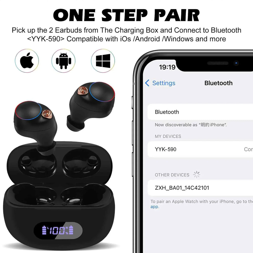 Bass with Resistance, IPX5 Wireless Bluetooth + Charging Connection, Water True Black, Case, Tab Lenovo 5.2 Dual Connect, Bluetooth Earbuds UrbanX Boost Compatible Smart Yoga Balanced,
