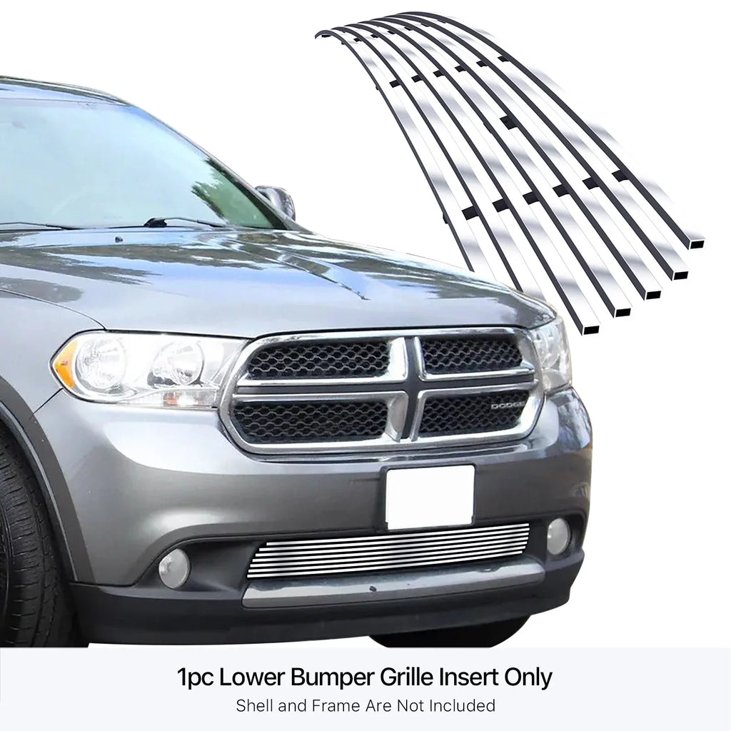 Silver Billet Durango Steel Compatible Stainless APS Premium Dodge N19-C96866D Horizontal Grille 8x6 2011-2013 Bumper Lower with