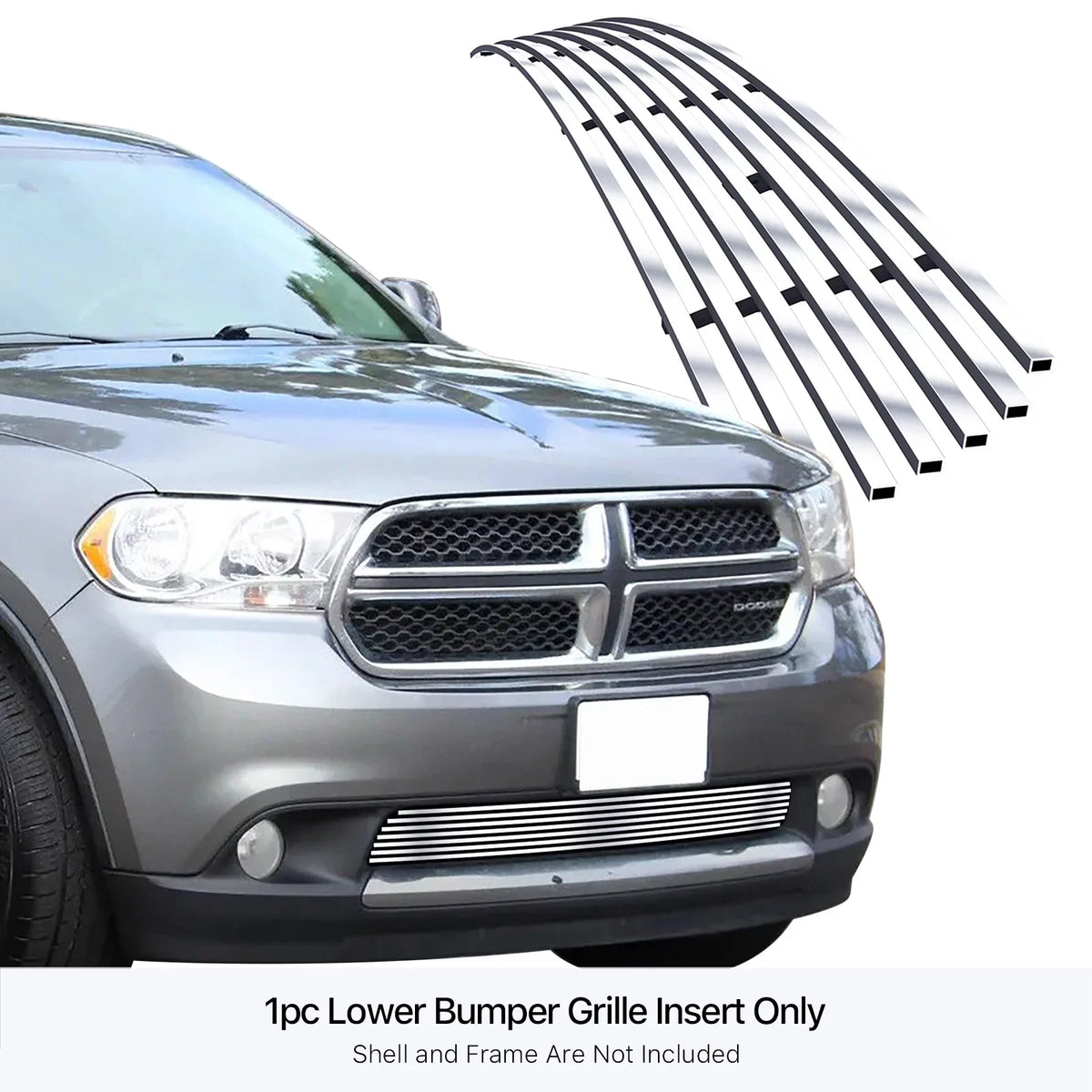 Silver Billet Durango Steel Compatible Stainless APS Premium Dodge N19-C96866D Horizontal Grille 8x6 2011-2013 Bumper Lower with