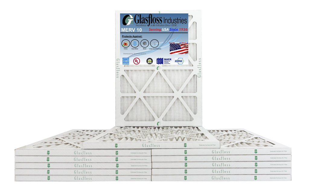 Furnace (Actual 24.5x7/8 x Made Air - Filter Size: 10 - Glasfloss 18x25x1 USA - 17.5 -Qty:12 inch) MERV in