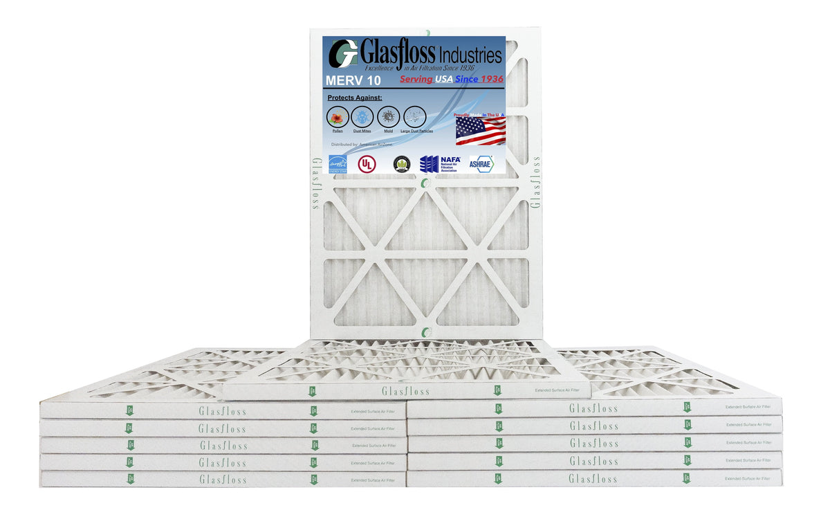 Furnace (Actual 24.5x7/8 x Made Air - Filter Size: 10 - Glasfloss 18x25x1 USA - 17.5 -Qty:12 inch) MERV in