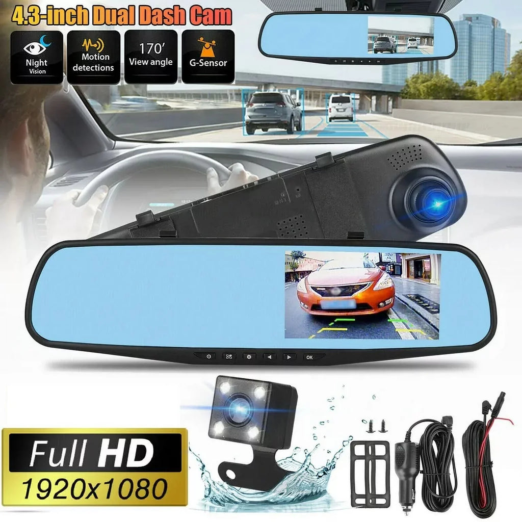 1080P Mirror Car Front Vision,Parking Dual Car 4.3" for DVR Angle Detection,G-sensor Lens Rearview Pack Monitor, Cam Camera Night Cars 1 Dash Cam Rear Monitor,Motion Trucks,170°Wide